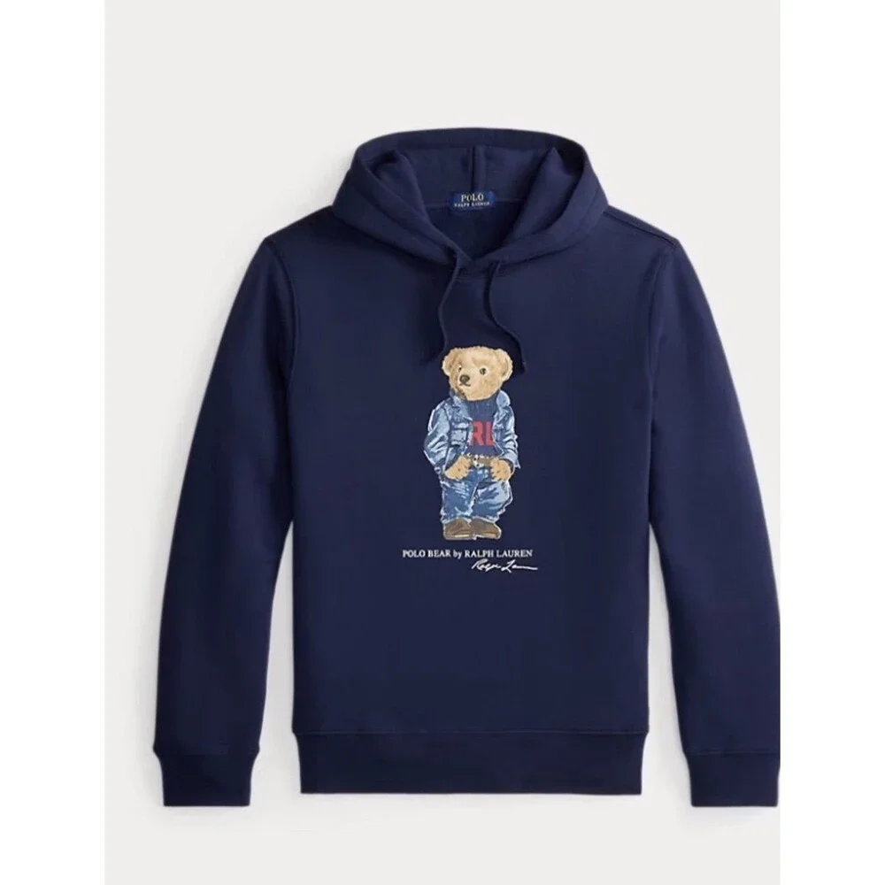 Polo Ralph Lauren Polo Bear Denim Flag Hoodie Men XL Navy Americana Y2K